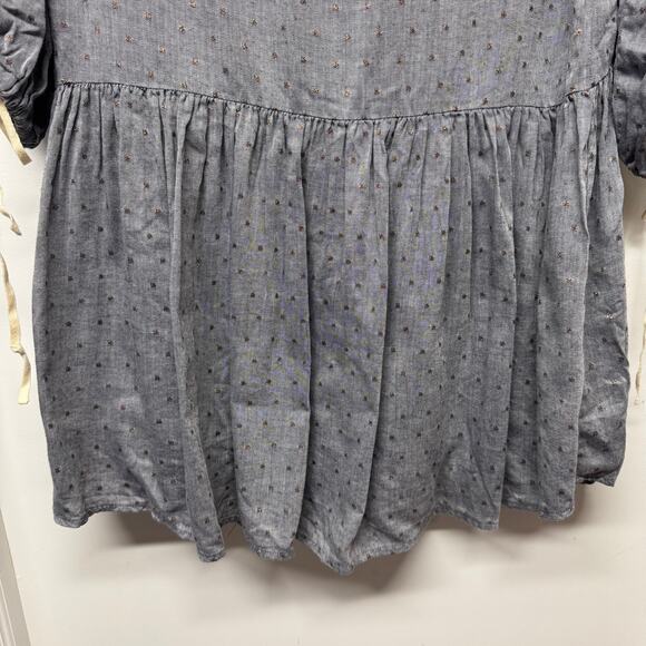 Paper Crown Drop Waist Blue Copper Dot Maternity Dress 3/4 Sleeve Size Small - Picture 4 of 10